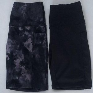 Danskin Women's 2 Pairs Bike Shorts 7 Inch Black/Black Camo Bundle Size XS
